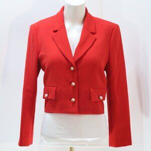 ZARA RED CROP BLAZER WITH PEARL BUTTONS Size M